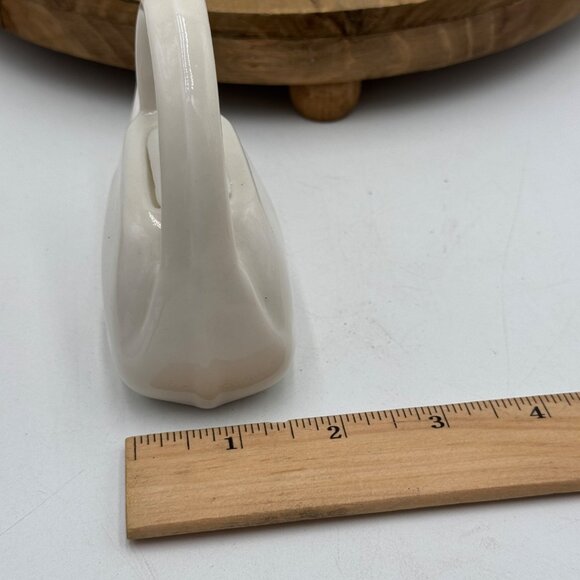 Miniature White Ceramic Teapot With Removable Lid Unique Handle Design Collectib - Picture 9 of 9